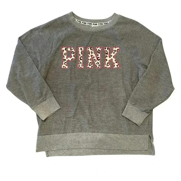 PINK Victoria’s Secret Logo Leopard Crewneck Size Small - Picture 1 of 8
